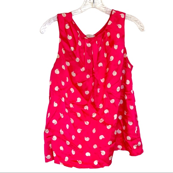 Anthropologie postage stamp 100% silk pink snail yank top size 2 - Picture 2 of 5